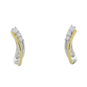 Diamond set 9ct white and yellow gold hoop earrings