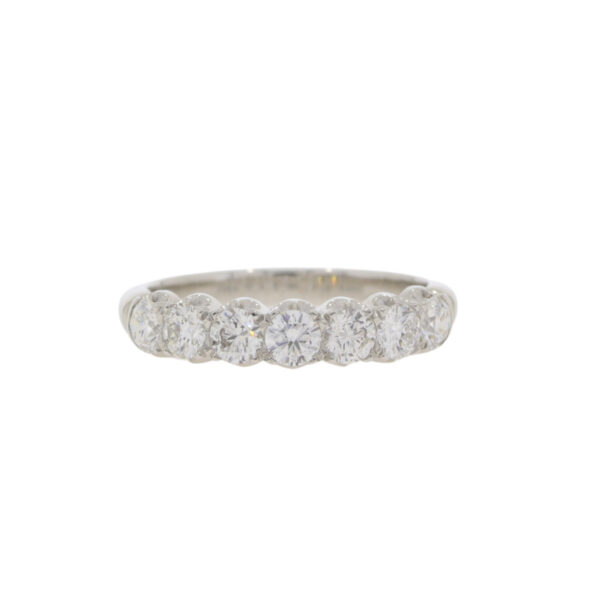 Diamond seven stone half eternity ring 1.29cts, platinum settings and shank