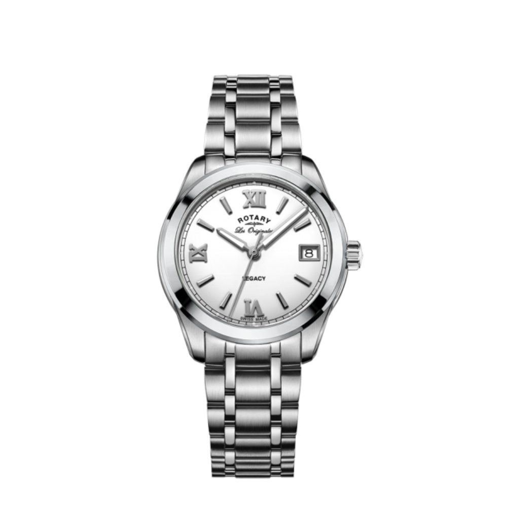 Rotary – Lady’s stainless steel Legacy date bracelet quartz watch LB90173/01