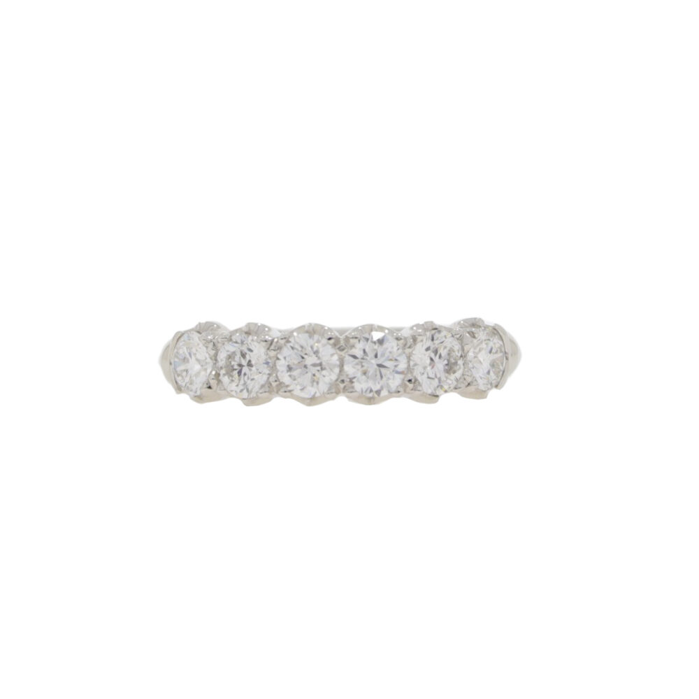 Diamond six stone half eternity ring 1.14cts, all platinum settings and mount