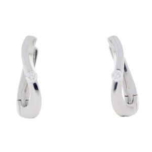 9ct white gold single diamond hoop earrings