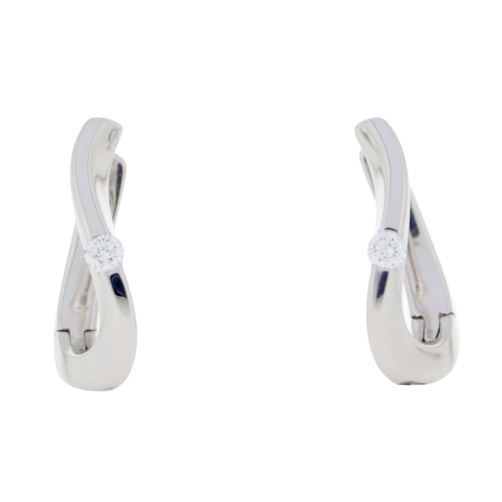 9ct white gold diamond single stone hoop earrings