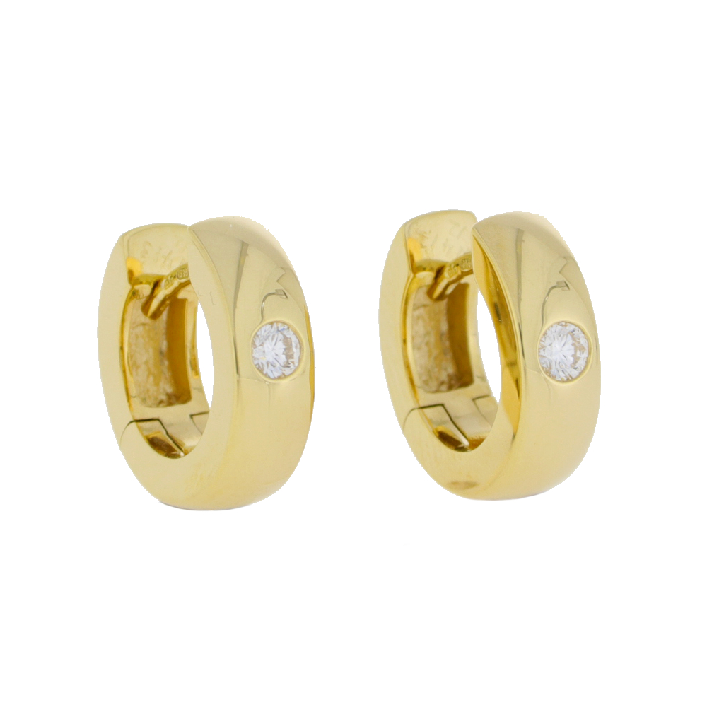 14ct Yellow gold diamond single stone hoop earrings