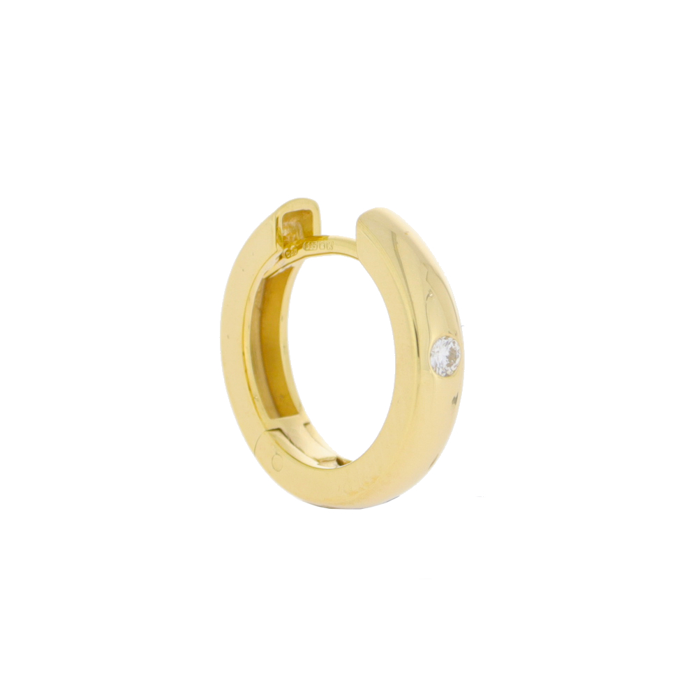 14ct yellow gold and single diamond hoop earring