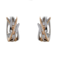 9ct white and rose gold diamond set hoop earrings