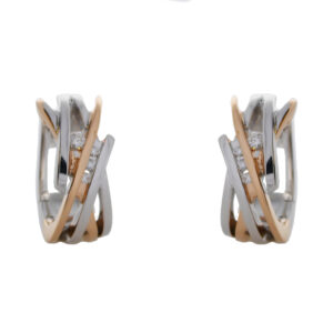 9ct white and rose gold diamond set hoop earrings