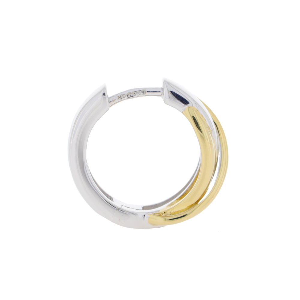 9ct white and yellow gold crossover hoop earrings