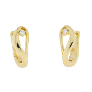 14ct yellow gold and single diamond hoop earrings