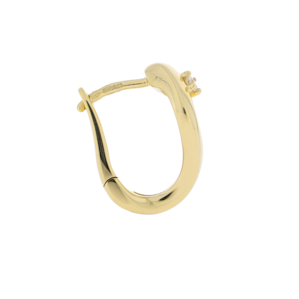 14ct gold single diamond set hoop earrings