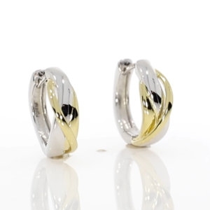 9ct white and yellow gold crossover hoop earrings video