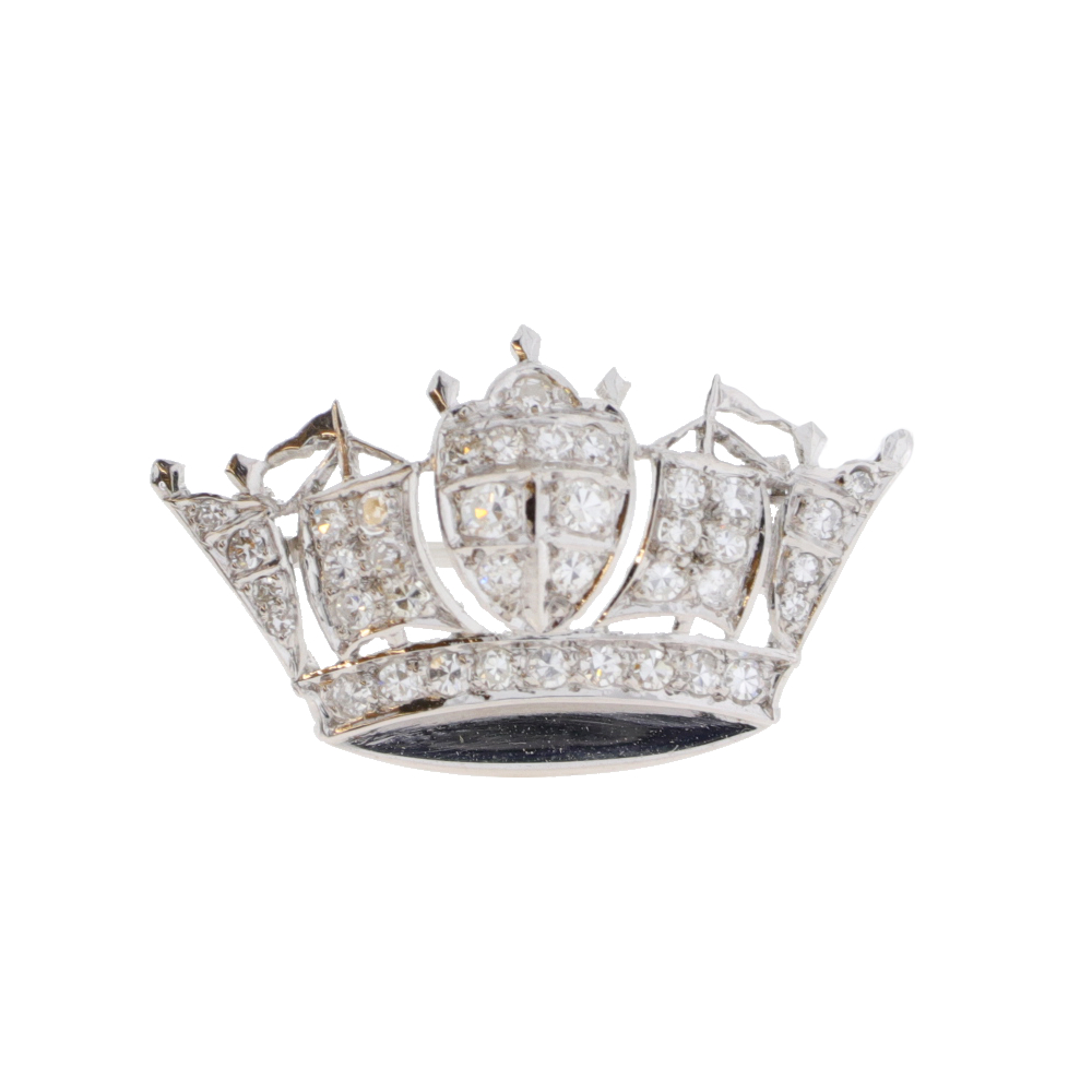Platinum and diamond 8 cut Naval Crown Sweetheart Brooch