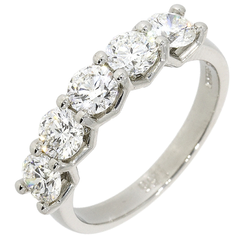 Diamond 5 stone half eternity ring, platinum mount 1.65cts