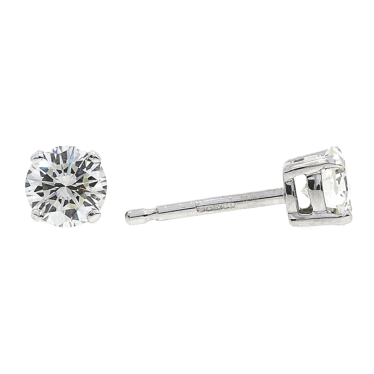Diamond single stone earring 4 claw side 2