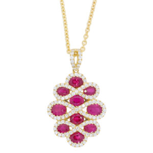 P260.5 Ruby and diamond cluster pendant