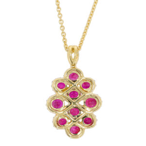 P260.5 Ruby and diamond cluster pendant back
