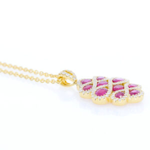 P260.5 Ruby and diamond cluster pendant side