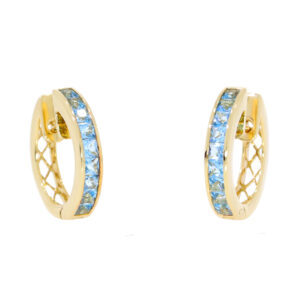 U416.2 Blue topaz and gold hoop earrings