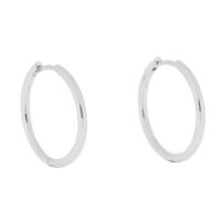 9ct White gold 20mm hoop earrings