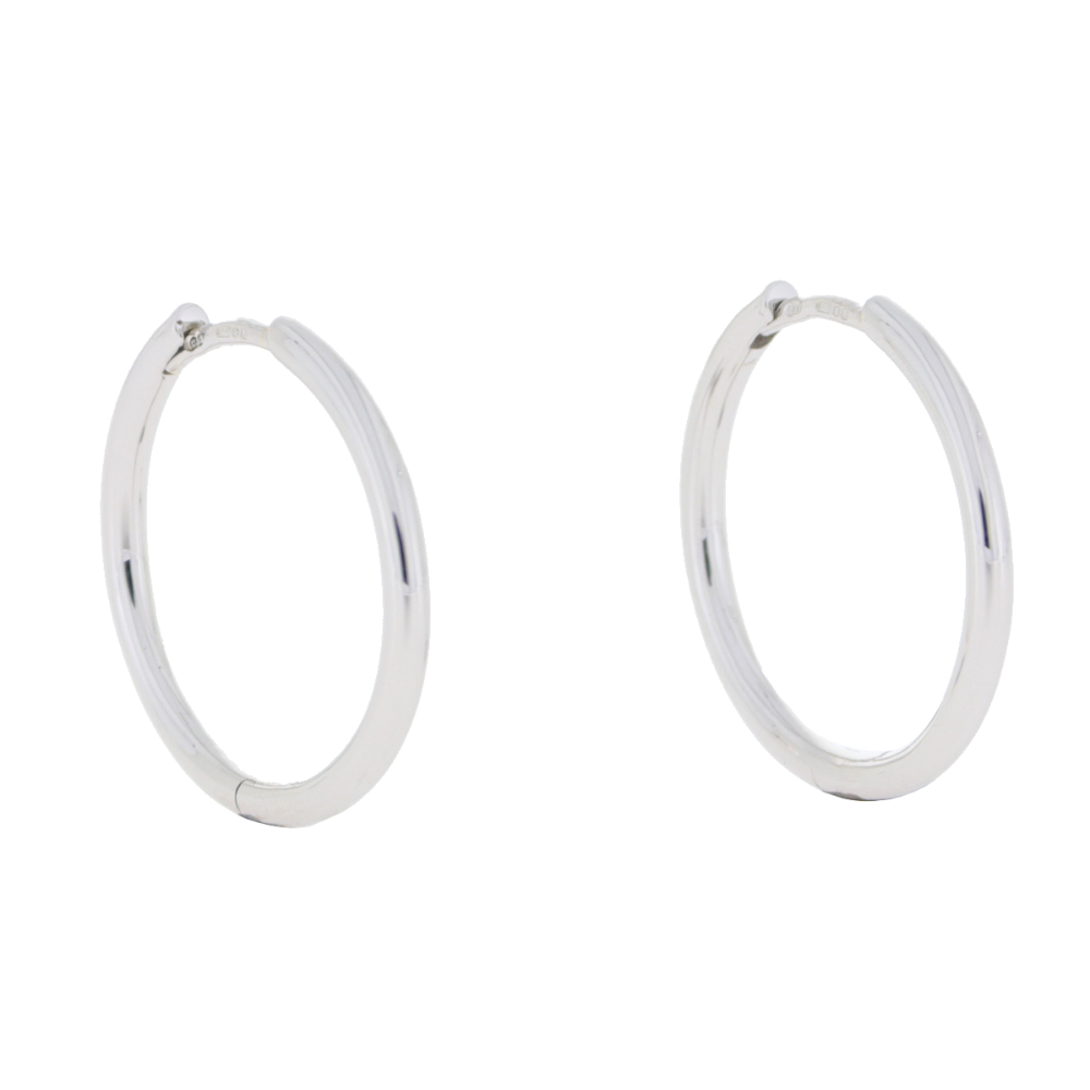9ct White gold 20mm hoop earrings