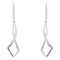 9ct white gold long drop earrings