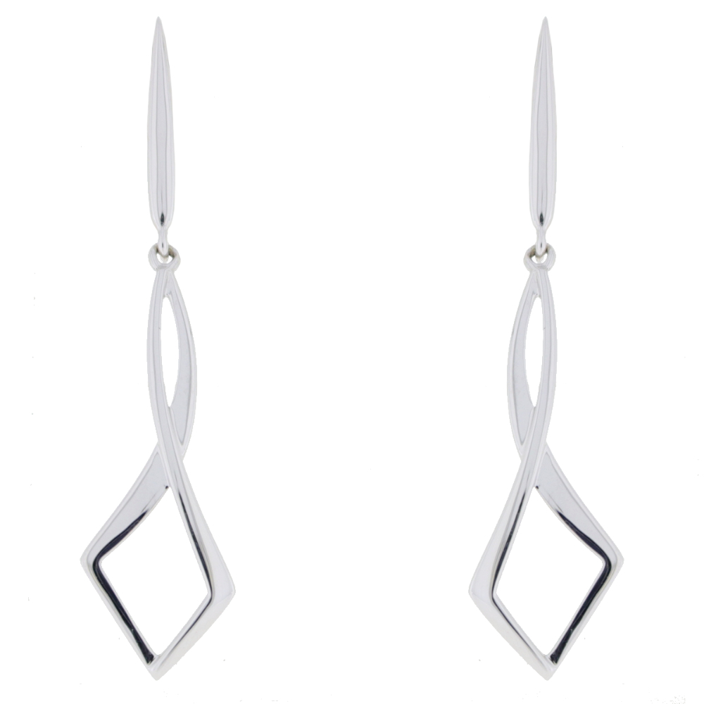 9ct white gold long drop earrings
