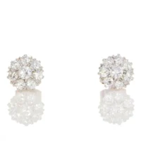 Diamond eight stone cluster earrings, 1.40cts, platinum mounts