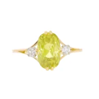 Chrysoberyl single stone ring with split diamond shoulders, 18ct yellow gold mount