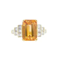 Topaz single stone ring with diamond step shoulders, 18ct yellow gold mount
