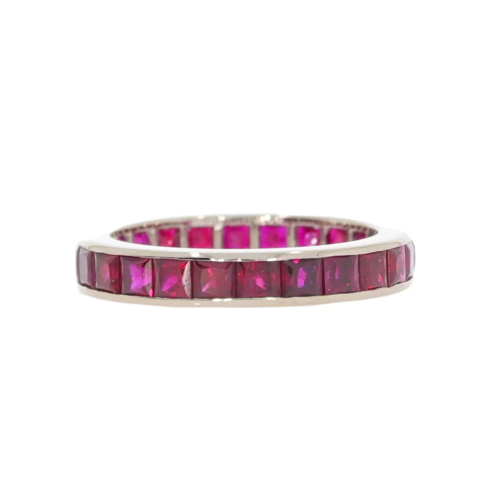 Ruby full eternity ring, 18ct white gold mount