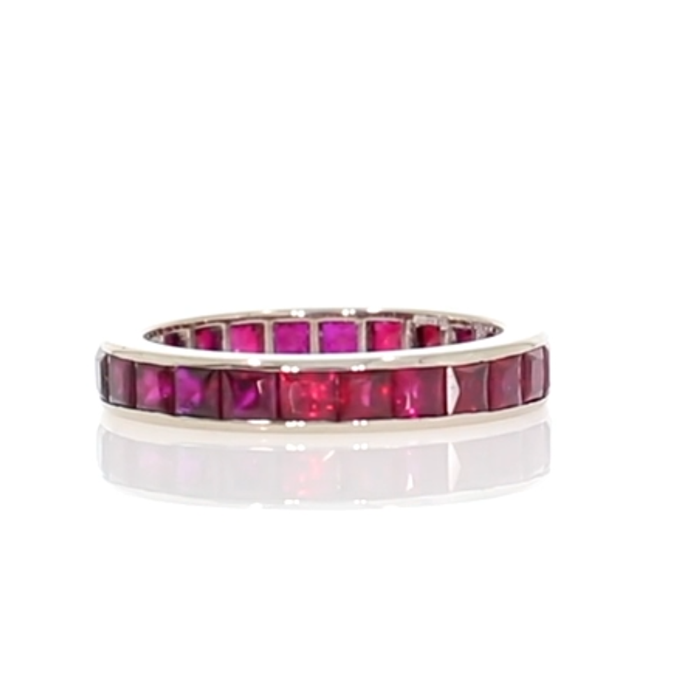 Ruby full eternity ring, 18ct white gold mount video