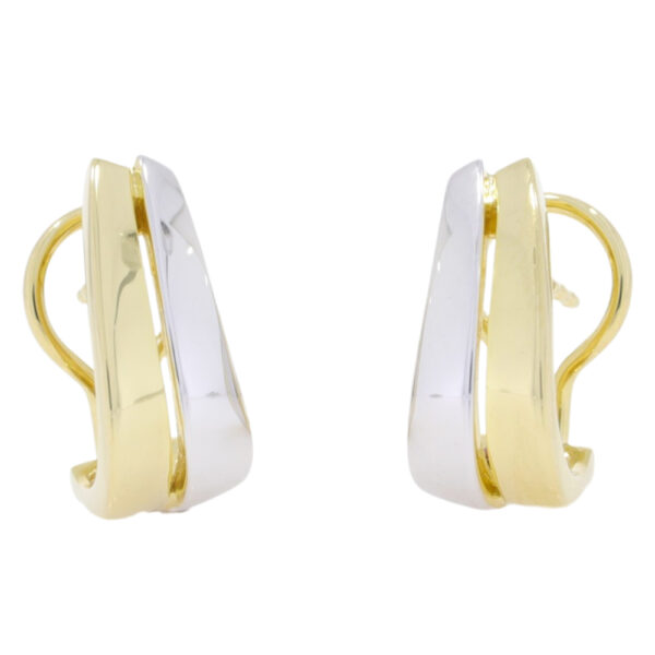 9ct white and yellow gold two row earrings