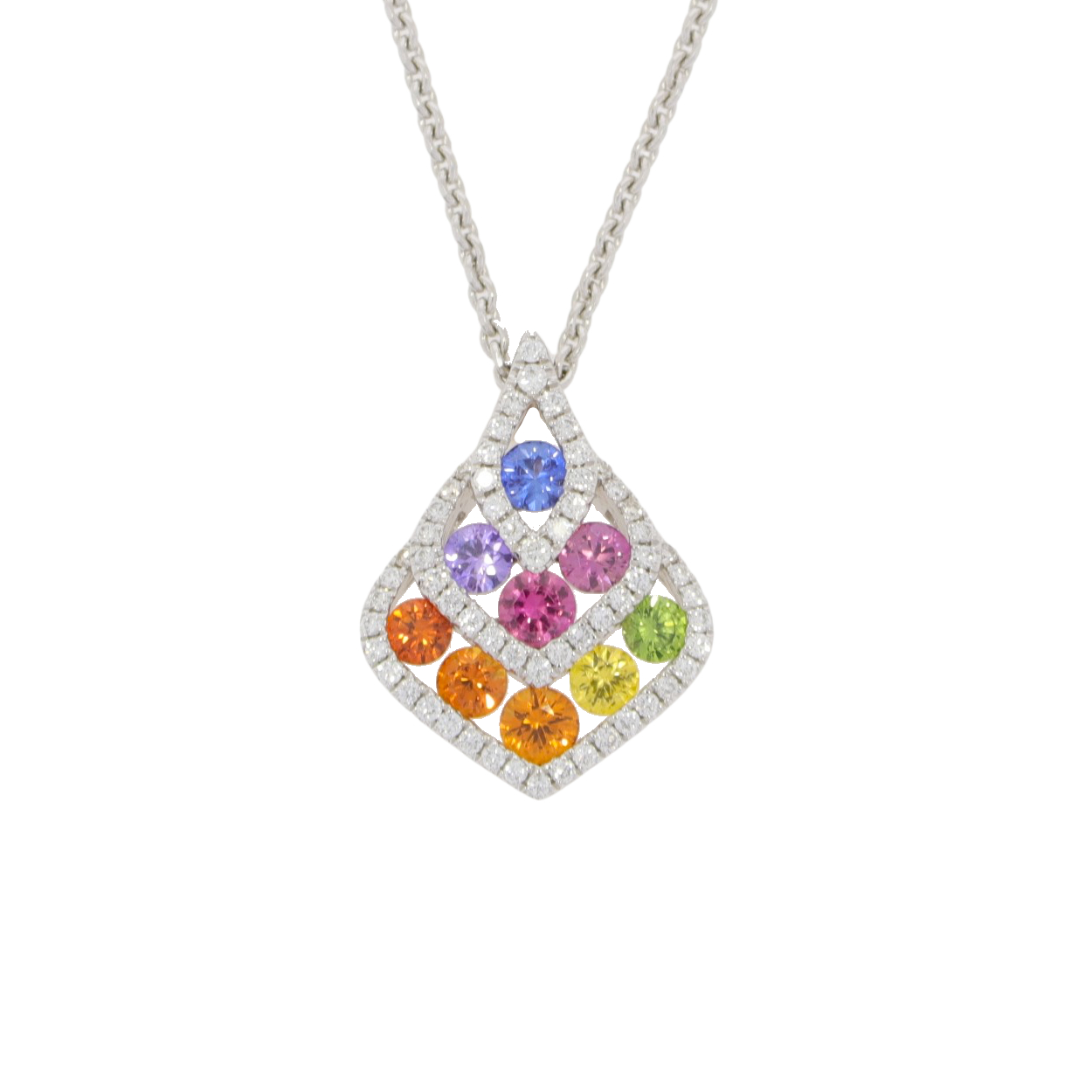 N266.5 Multi coloured sapphire and diamond pendant