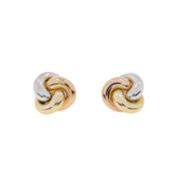9ct three colour gold knot earrings