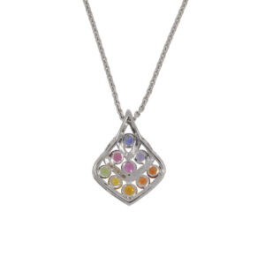 Y263.5 Multi coloured sapphire and diamond pendant back