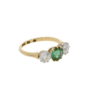 Y170.4 Chrome Tourmaline and diamond three stone ring marks