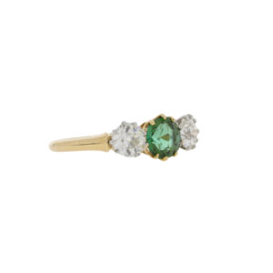 Y170.4 Chrome Tourmaline and diamond three stone ring side