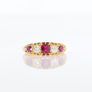 A142.4 Ruby and diamond 5 stone ring