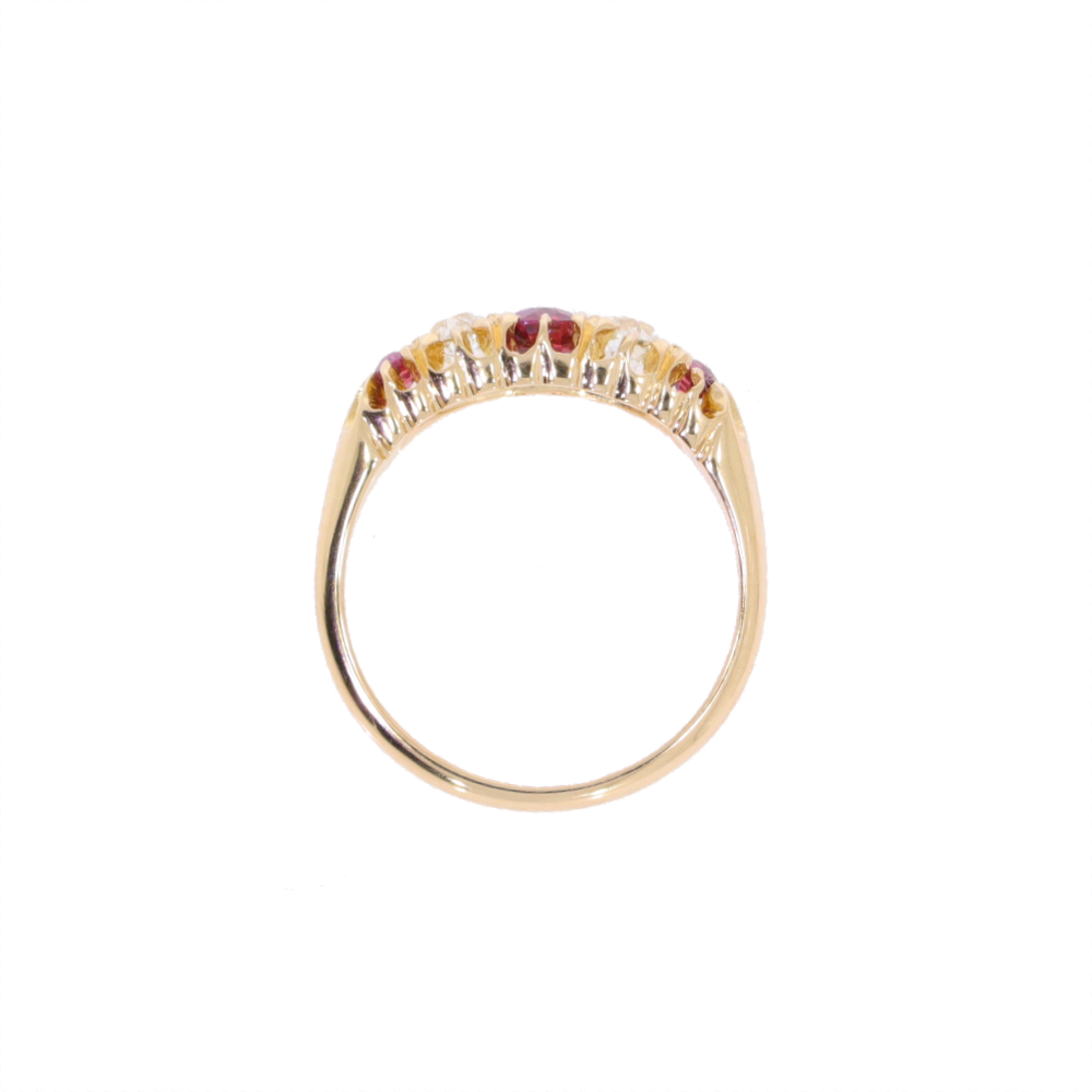A142.4 Ruby and diamond 5 stone ring top