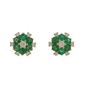 P406.2 Emerald and diamond cluster earrings
