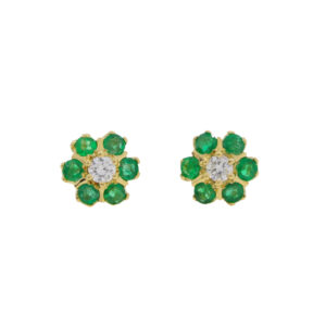 U420.2 Emerald and diamond cluster earrings