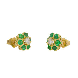 U420.2 Emerald and diamond cluster earrings side