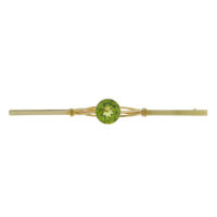Peridot single stone and 15ct gold bar brooch