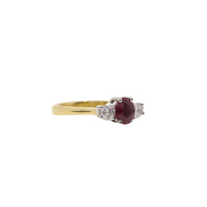 L142.4 Ruby and diamond 3 stone ring side
