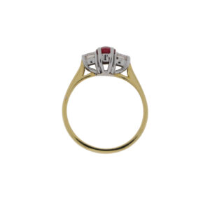 L142.4 Ruby and diamond 3 stone ring top