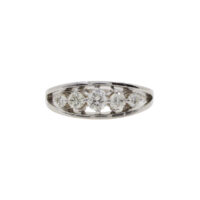 Diamond five stone graduated ring, 18ct white gold split mount