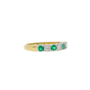 R93.4 Emerald and diamond 7 stone half eternity ring side