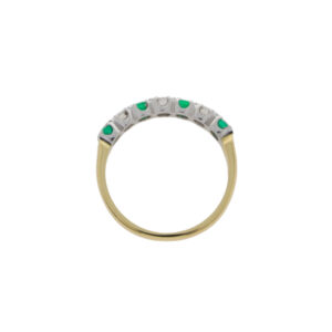 R93.4 Emerald and diamond 7 stone half eternity ring top
