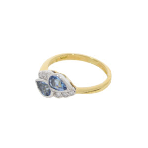 S171.4 Aquamarine and diamond crossover ring HM