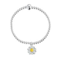 Sheila Fleet Sterling Silver and Enamel Daisies at Dawn Expanding Bracelet