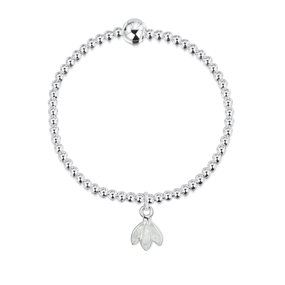 Sheila Fleet Sterling Silver and Enamel Snowdrop Expanding Bracelet